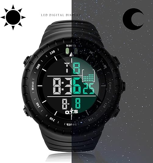 Active lifestyle digital sports watch, unisex, waterproof & shock-resistant with LED, stopwatch & alarm functions.