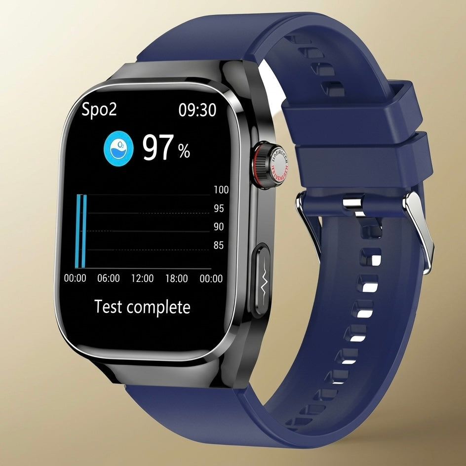 Unisex ECG smartwatch for health tracking, fitness monitoring, & Bluetooth calling. Sleek wearable tech.