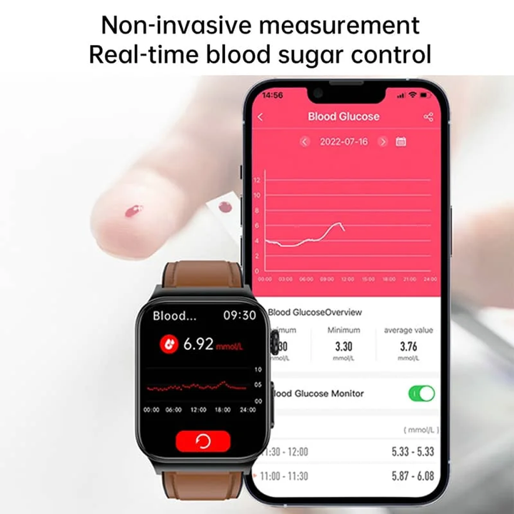 Unisex ECG smartwatch with advanced health monitoring, heart rate, blood oxygen & fitness tracking.
