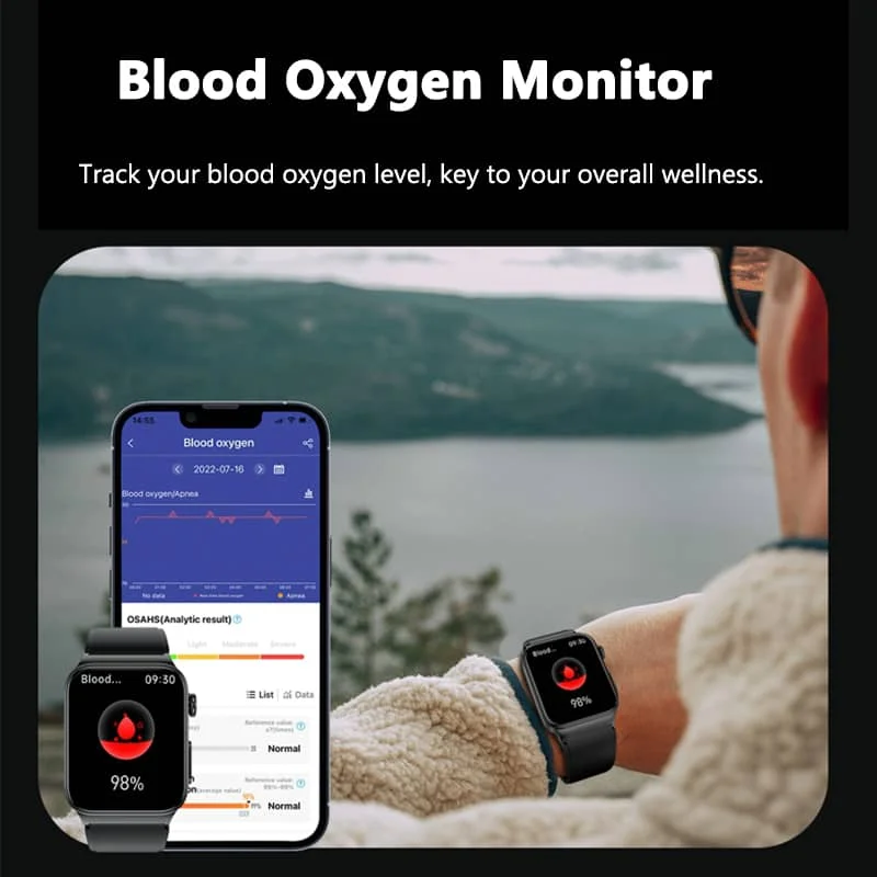 Stay healthy with this unisex ECG smartwatch, advanced heart rate, blood oxygen & fitness tracking.