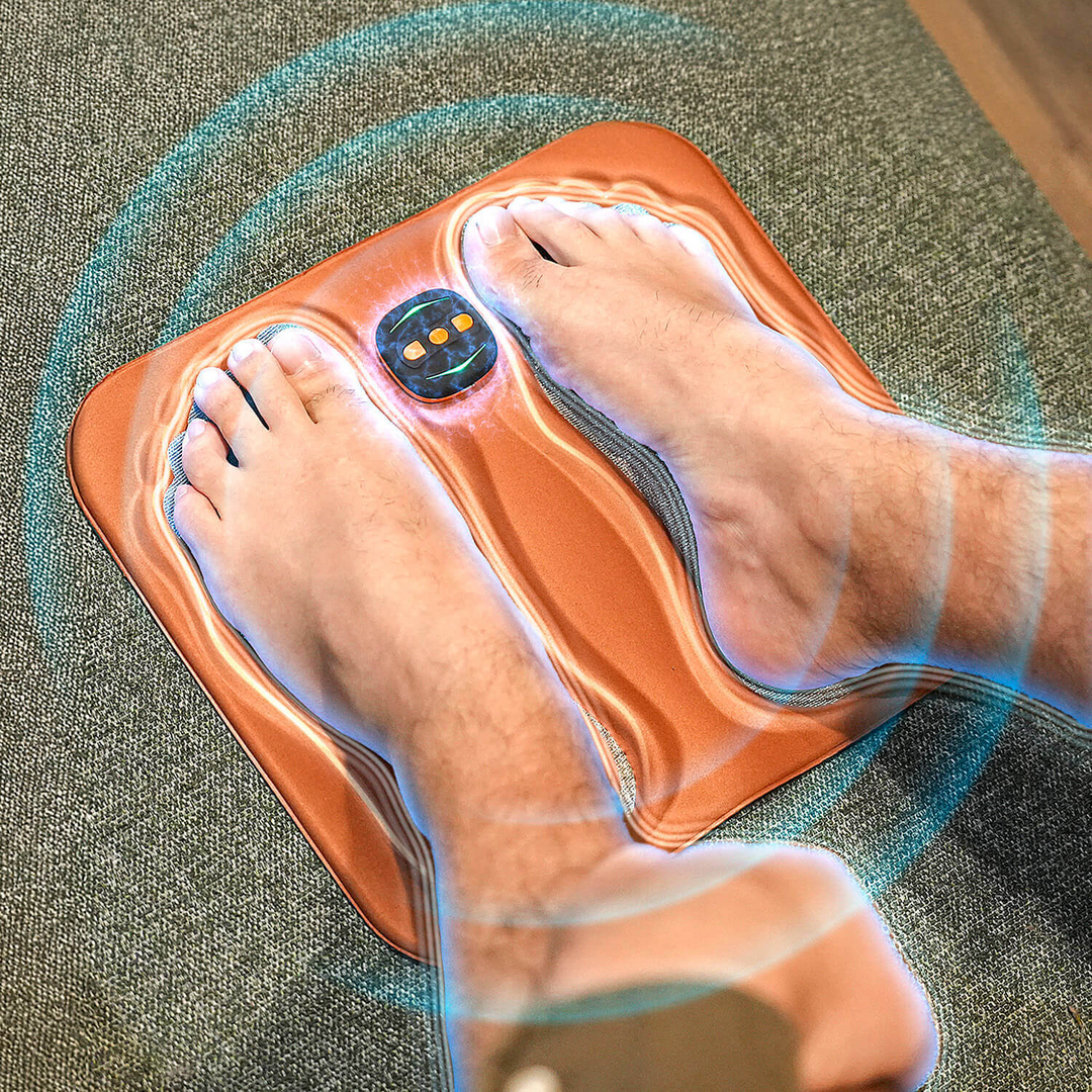 Complete foot nerve stimulation pad kit with remote, promoting wellness, relaxation, and improved foot circulation.