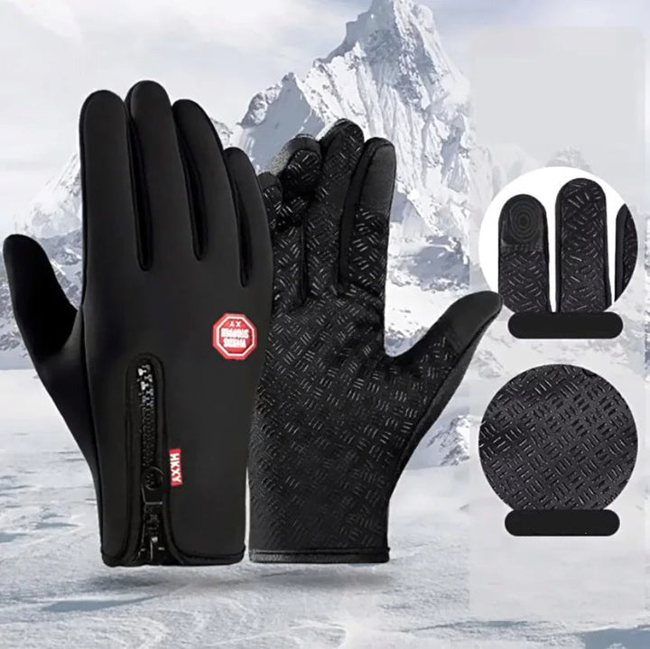 Adult electric heated ski gloves for men & women, ensuring warm hands during winter sports.