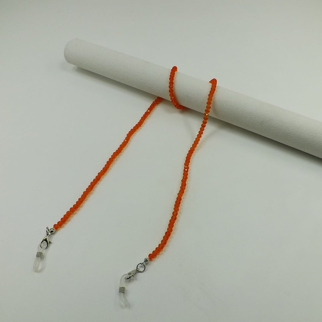 Chic spectacle chain for securing eyewear, a beautiful glass necklace.