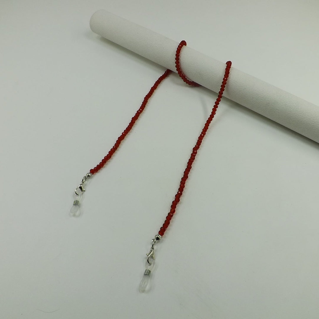 Elegant spectacle chain holder, sparkling glass beads design.