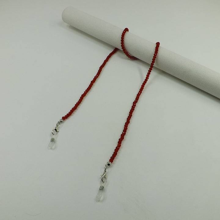 Elegant spectacle chain holder, sparkling glass beads design.