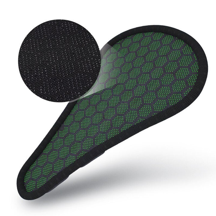 Soft, padded bicycle saddle for ergonomic comfort on mountain bike trails.