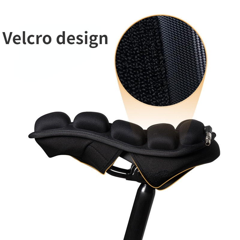 Shock-absorbing, ergonomic comfort bike seat cushion for mountain and road bikes.