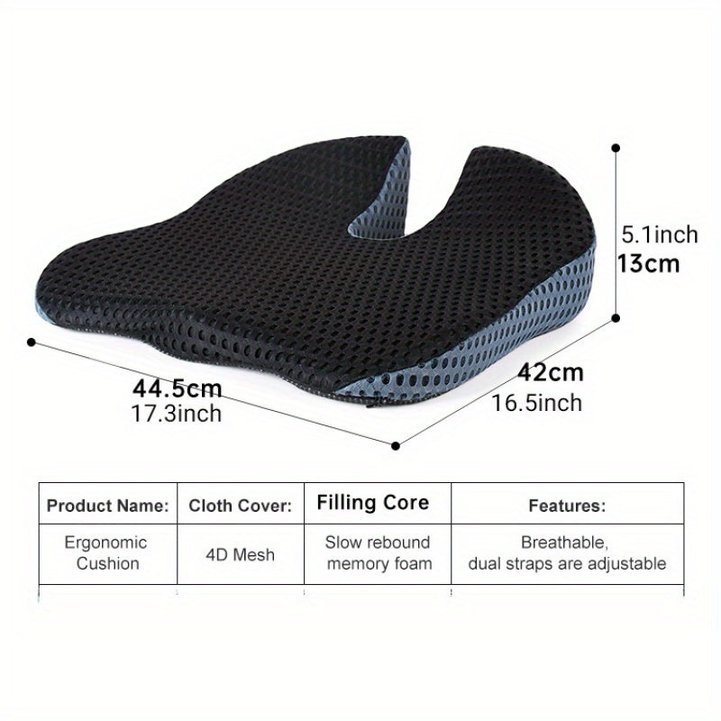Posture correcting triangular seat cushion with memory foam for car, office, & wheelchair use. Non-slip design.