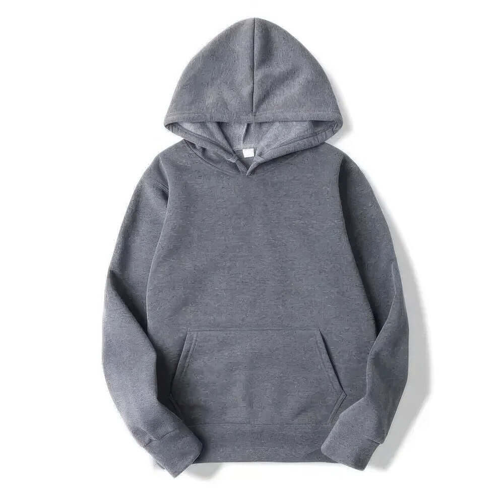 Man wearing a grey Unisex Everyday Comfort Hoodie, ideal casual pullover for everyday style.