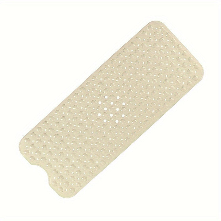 White extra long non-slip bath mat for secure shower & tub. Anti-slip grip & durable design.