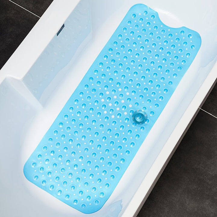 Full-length anti-slip bath mat, extra long for enhanced tub security. Machine washable & durable.