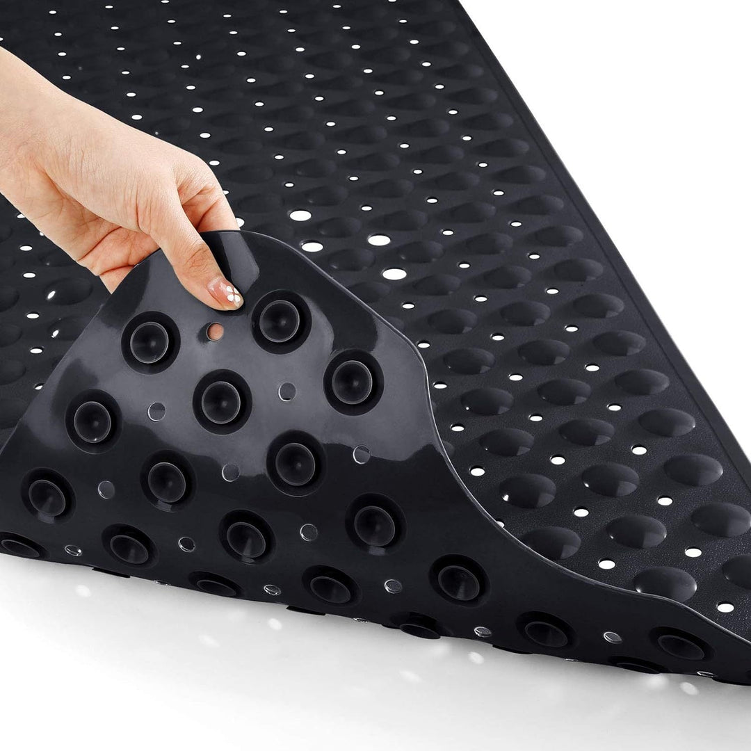 Safe bathing experience with this extra long non-slip bath mat. Perfect for shower & tub.