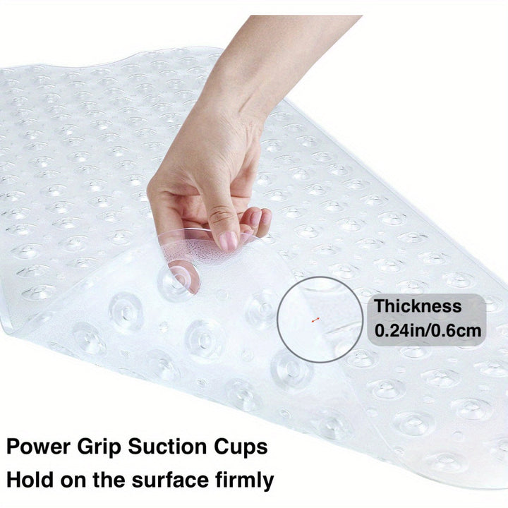 Anti-slip extra long bath mat, ensures secure grip in shower & tub. Promotes home safety.