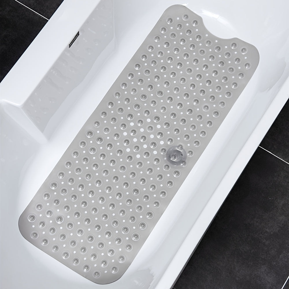 Durable non-slip shower mat, extra long for complete tub safety. A hygienic bathroom essential.