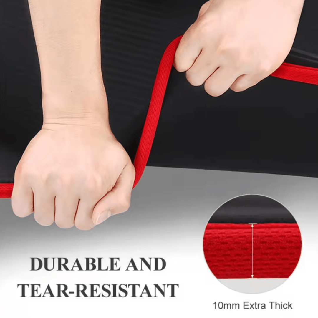 Premium extra thick yoga & pilates mat, anti-slip ribbed surface ensures comfort & safety for all fitness levels.
