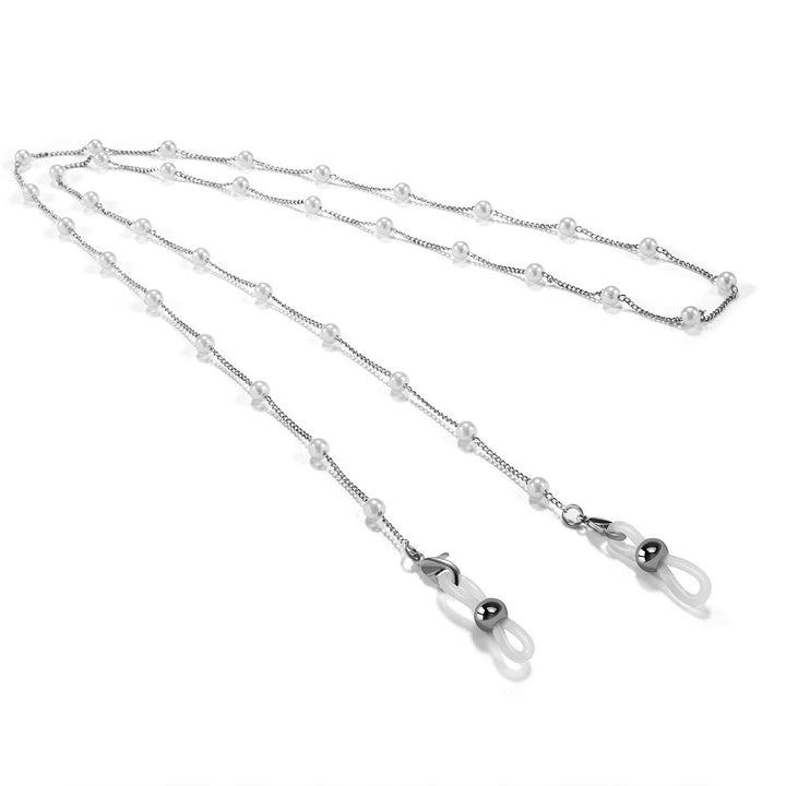 Gold-tone fashion eyeglass chain with secure clips. Unisex glasses holder for stylish eyewear.