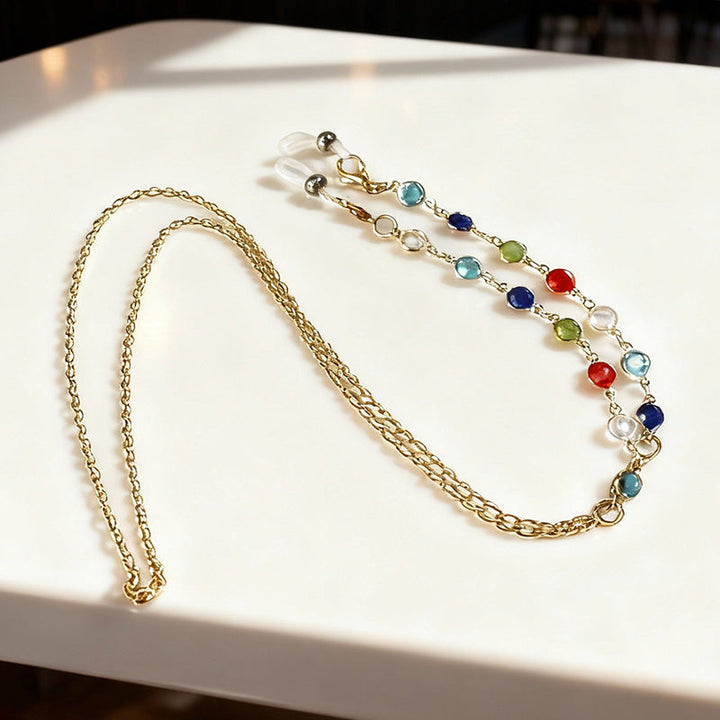 Stylish eyewear chain holder, perfect for reading glasses or daily wear.