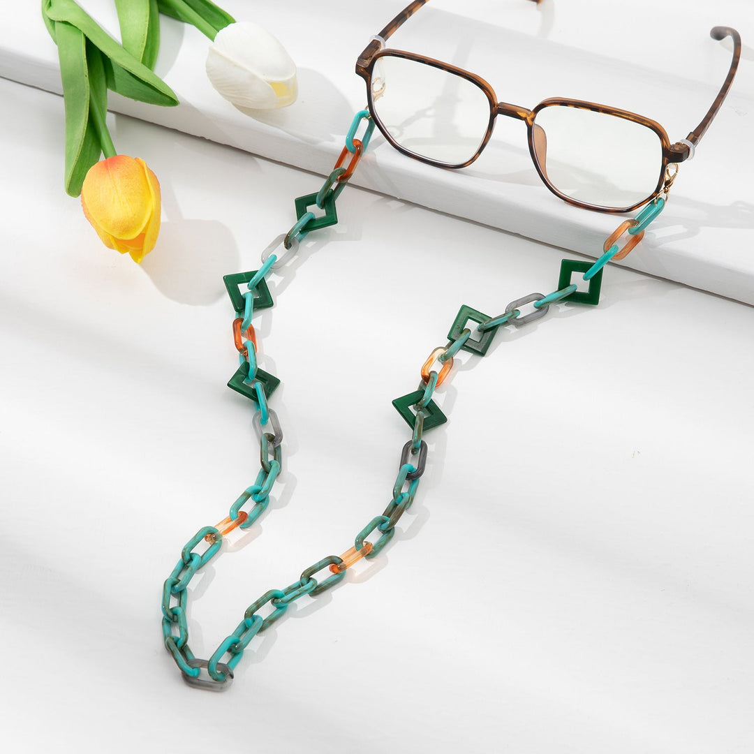 Chic golden glasses chain, a trendy eyewear lanyard & fashion accessory for reading glasses & sunglasses.