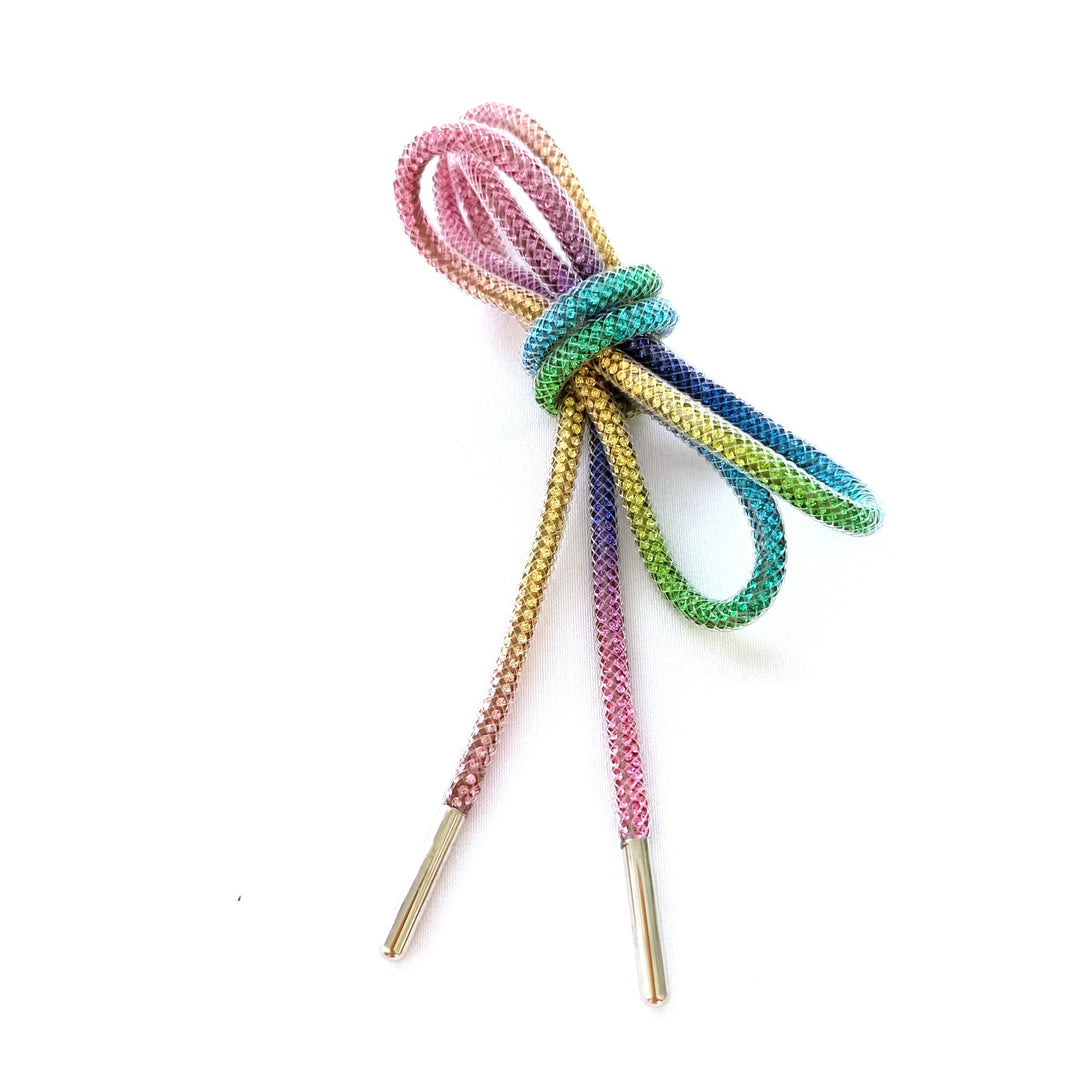 Short black shoe laces for kids' shoes or low-top sneakers. Durable and easy to tie fashion accessory.