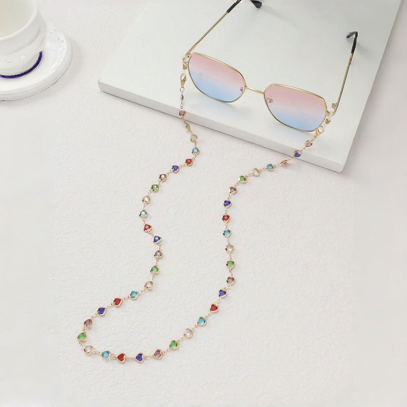 Contemporary blue stone fashion chain for sunglasses, a unique unisex eyewear accessory.