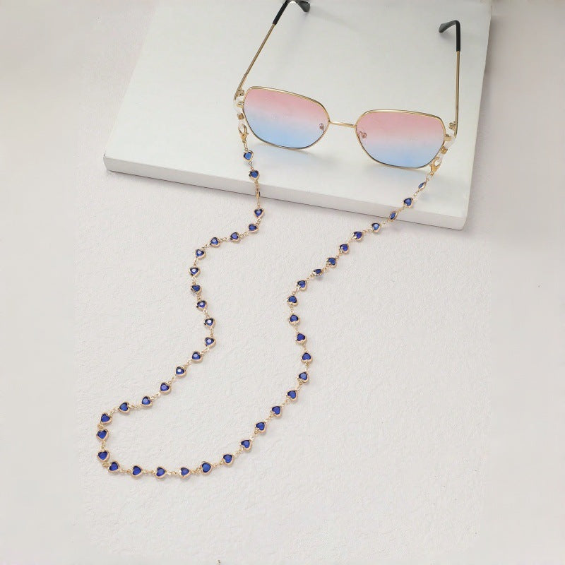 Unisex blue stone sunglasses chain. Perfect gift for him or her, a chic fashion accessory.