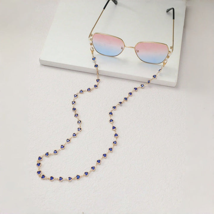 Unisex blue stone sunglasses chain. Perfect gift for him or her, a chic fashion accessory.