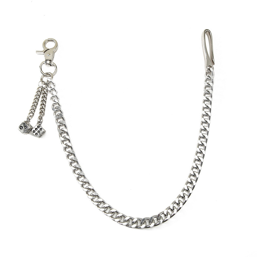 Minimalist fashionable chain keychain with sleek cube pendants. Elegant unisex accessory for keys & bags.
