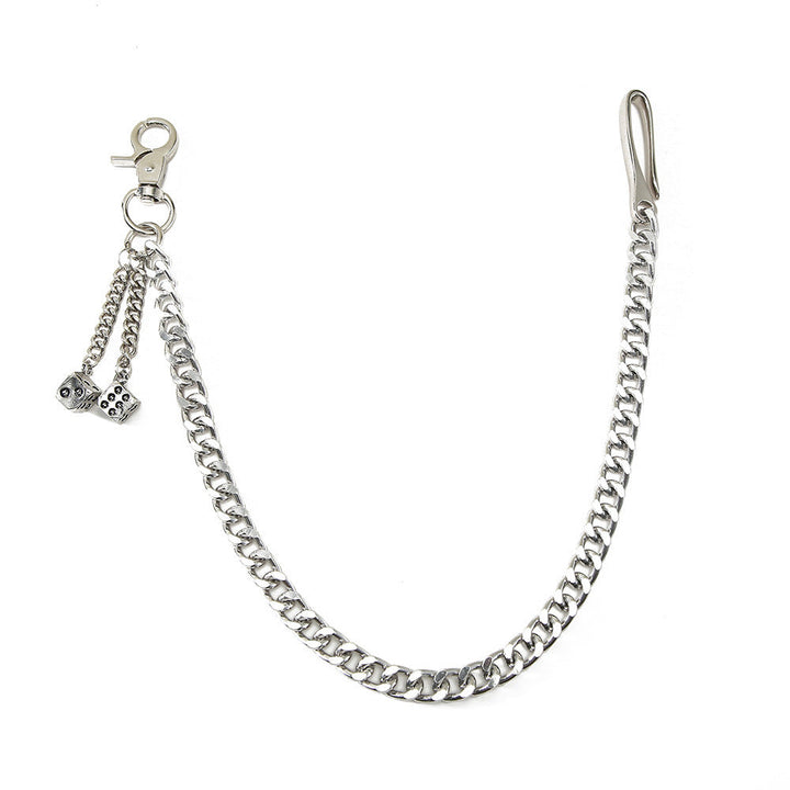 Minimalist fashionable chain keychain with sleek cube pendants. Elegant unisex accessory for keys & bags.