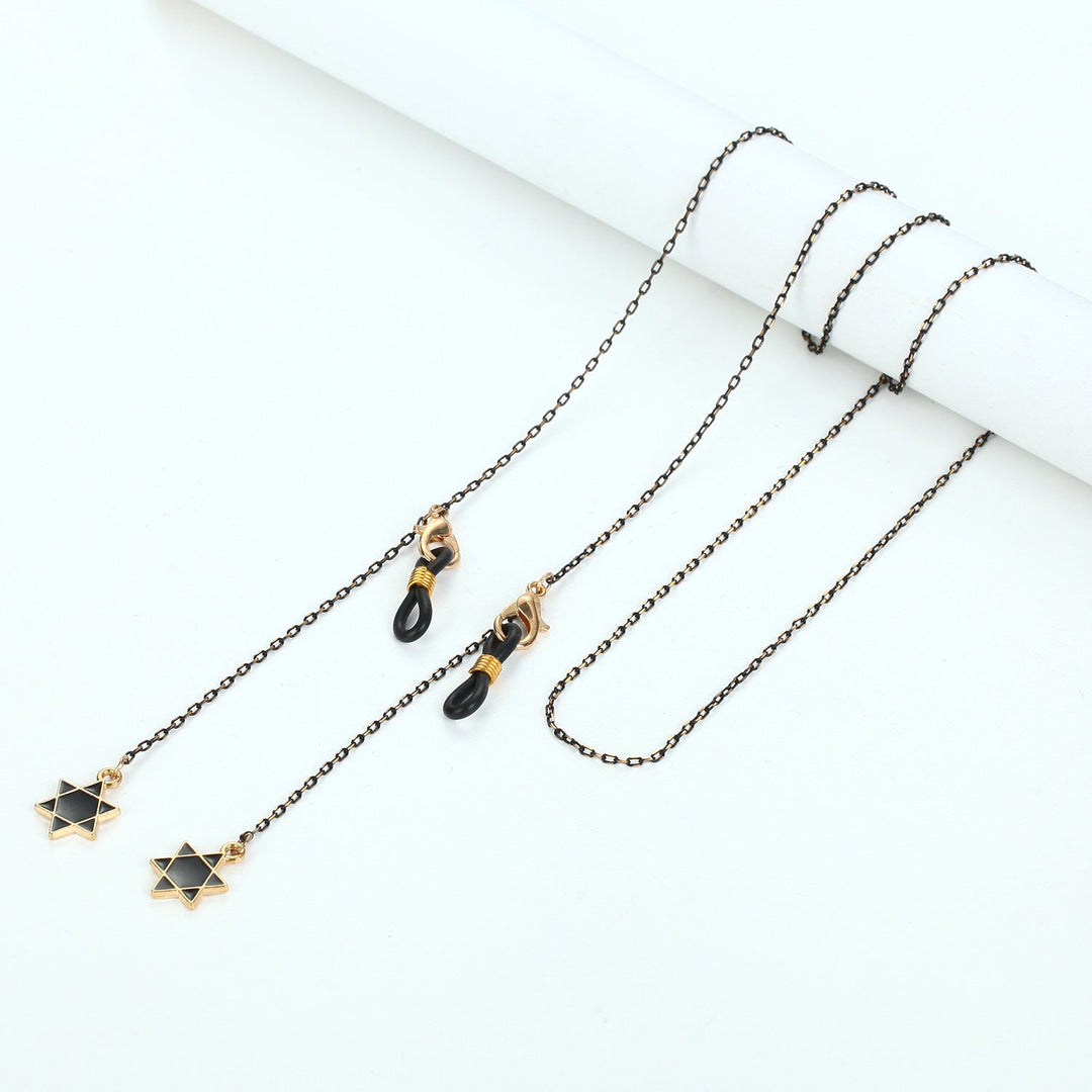 Elegant necklace that doubles as a functional holder for your reading or sunglasses.