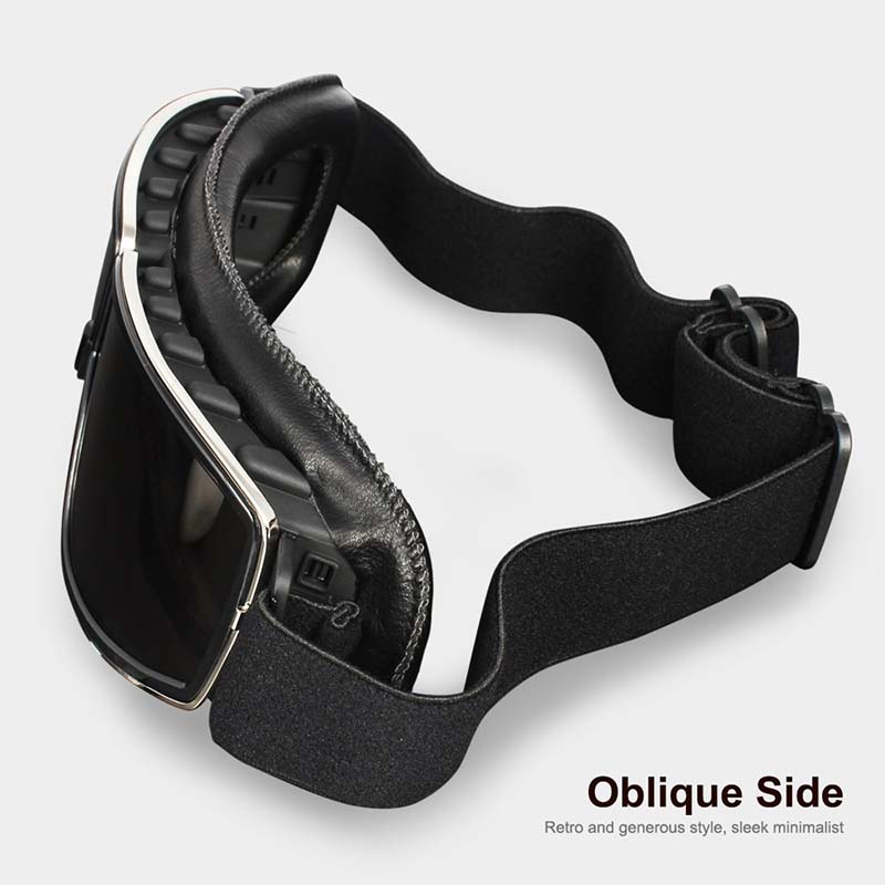 Helmet friendly protective goggles, anti-fog, UV protection, adjustable strap, unisex design.