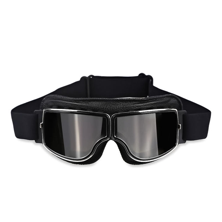 Motorcycle riding goggles, anti-fog & UV protective, designed to fit over glasses.