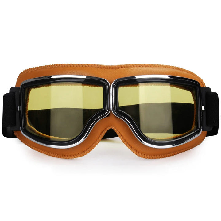 Unisex fit-over protective eyewear with anti-fog lenses for motorcycle and outdoor riders.