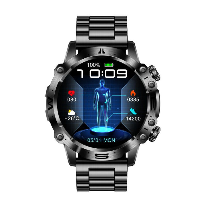 Unisex fitness smartwatch with heart rate & blood pressure monitor, tracking activities & wellness.