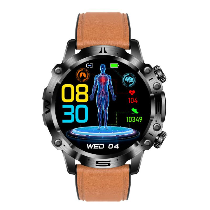 Activity tracker smartwatch for unisex use, monitoring heart rate, blood pressure & daily fitness stats.