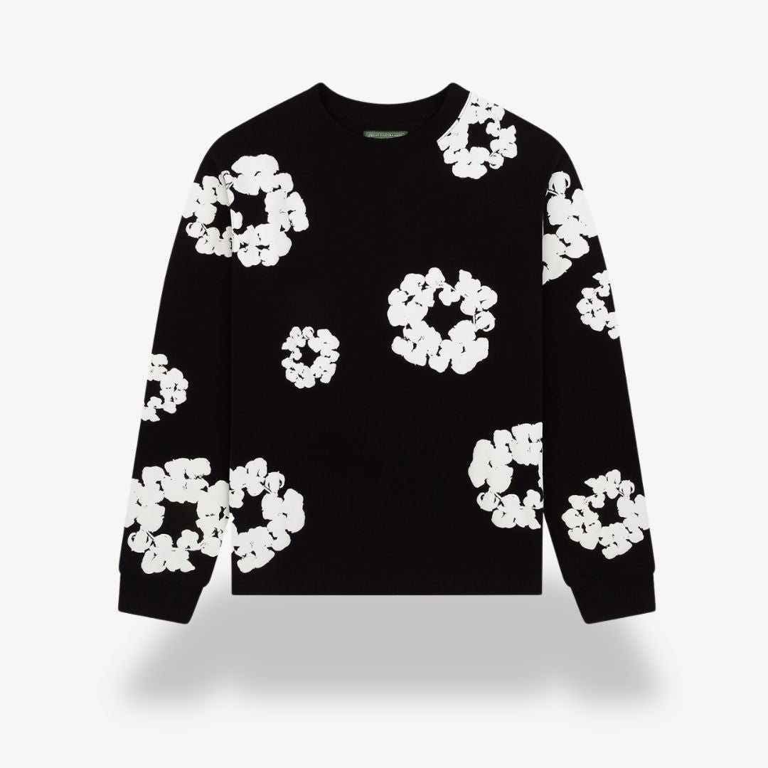 Trendy unisex floral graphic sweatshirt. Casual crew neck pullover, a stylish statement piece for men & women.