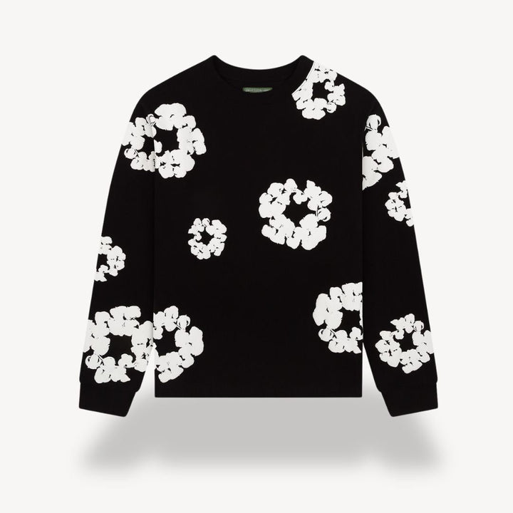 Trendy unisex floral graphic sweatshirt. Casual crew neck pullover, a stylish statement piece for men & women.