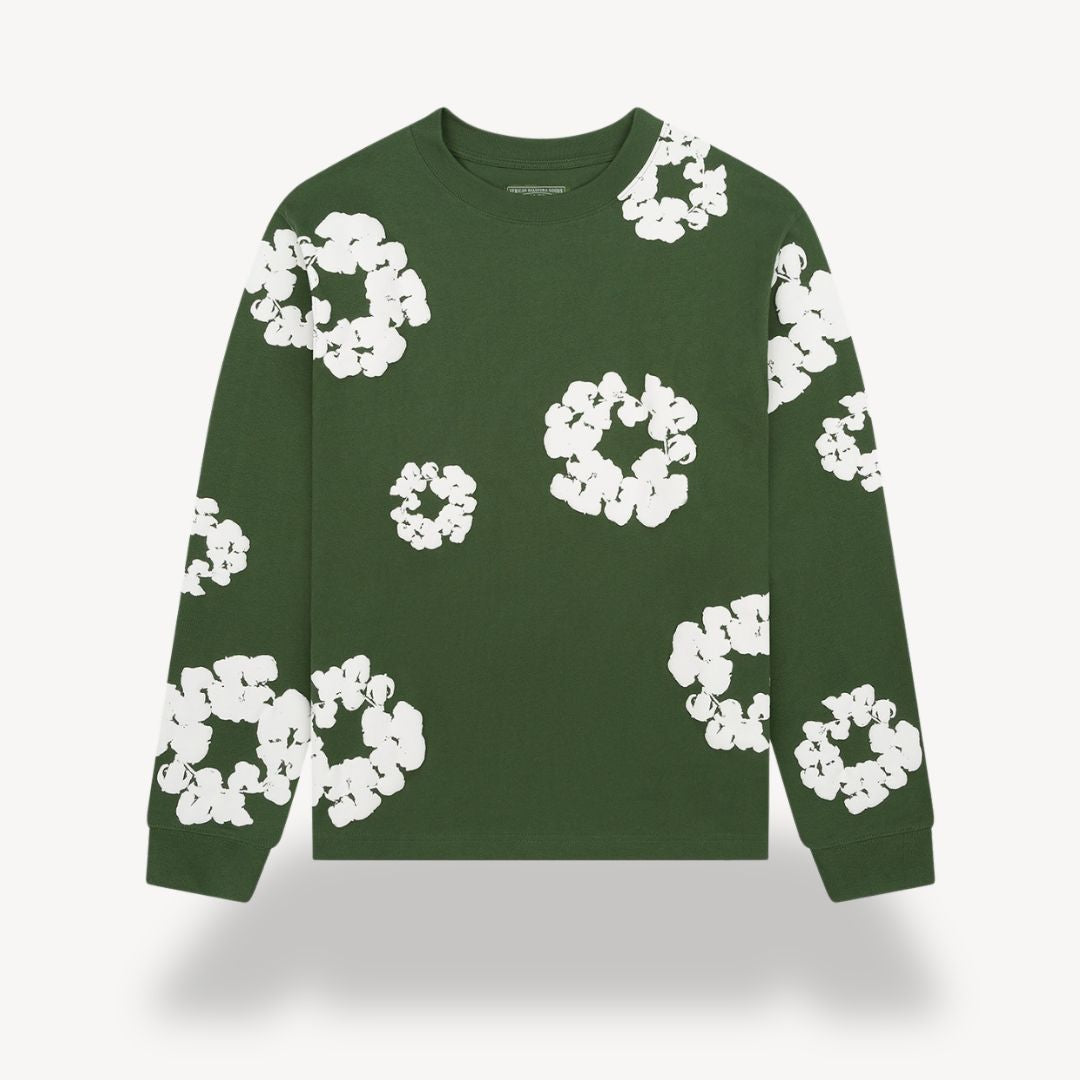 Comfortable unisex floral crew neck sweatshirt. Casual long sleeve pullover, great for everyday trendy wear.