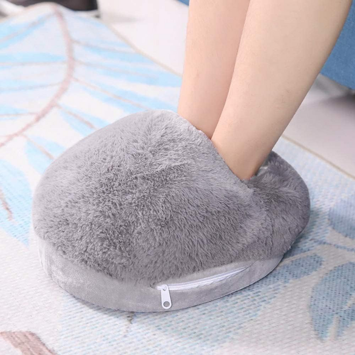 Unisex fluffy heated foot warmer cushion offers ultimate cozy comfort, perfect for cold feet & relaxation.
