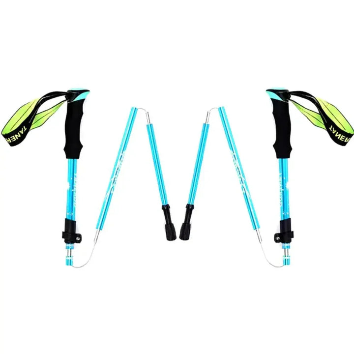 Sturdy tip of an aluminum trekking pole, designed for various terrains on outdoor trails.