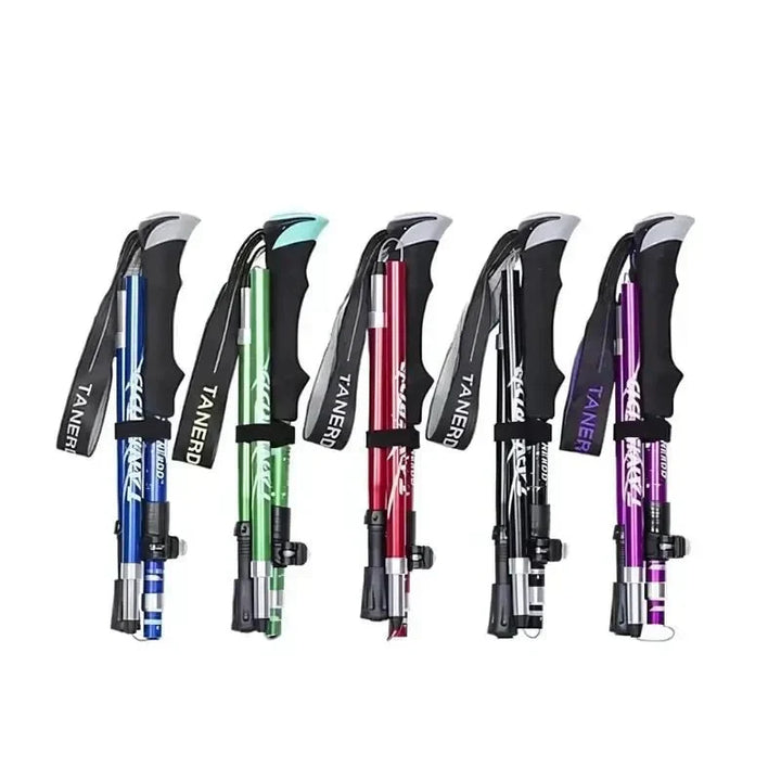 Premium aluminum foldable trekking pole, providing strong support for outdoor walking.