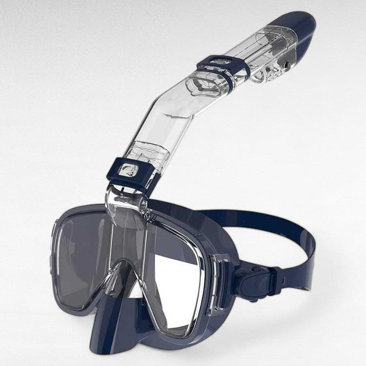 High-quality foldable snorkel mask, unisex, full-face design for crystal-clear panoramic diving.