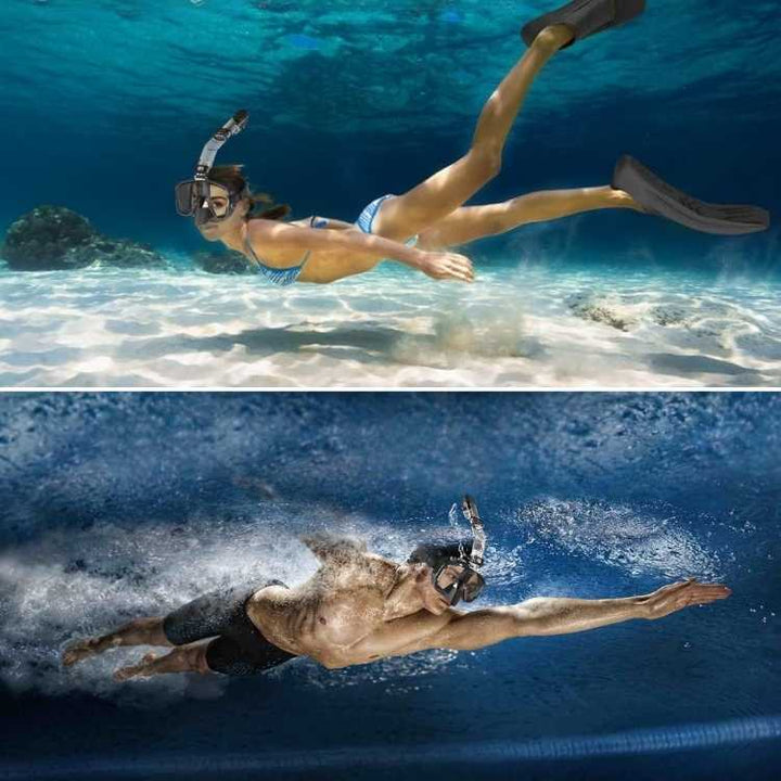 Unisex diving mask: a foldable full-face snorkel with clear anti-fog panoramic view.