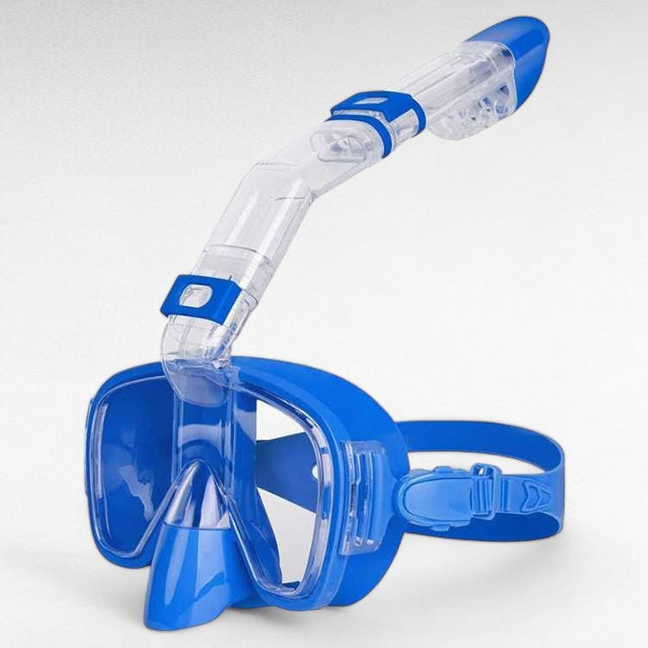 Foldable snorkel mask for adults, offering a 180° panoramic view & comfortable full-face fit.