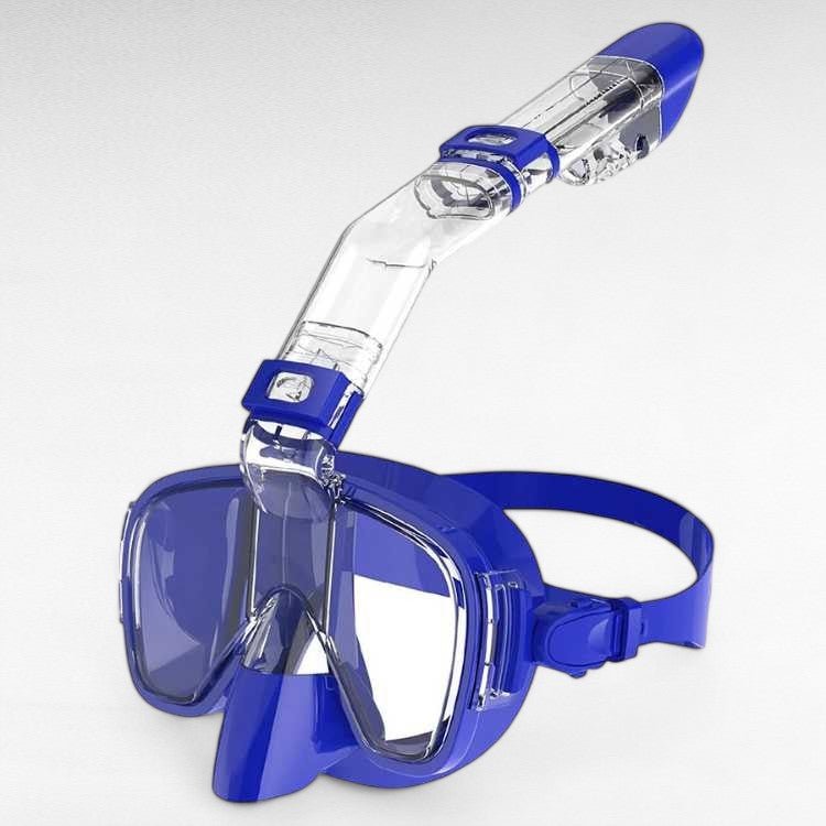 Durable unisex foldable snorkel mask, anti-fog and full-face for immersive underwater exploration.