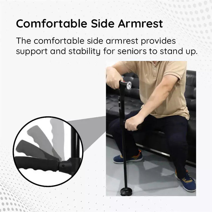Lightweight, foldable walking cane with LED light & non-slip base. Adjustable for easy transport & reliable support.