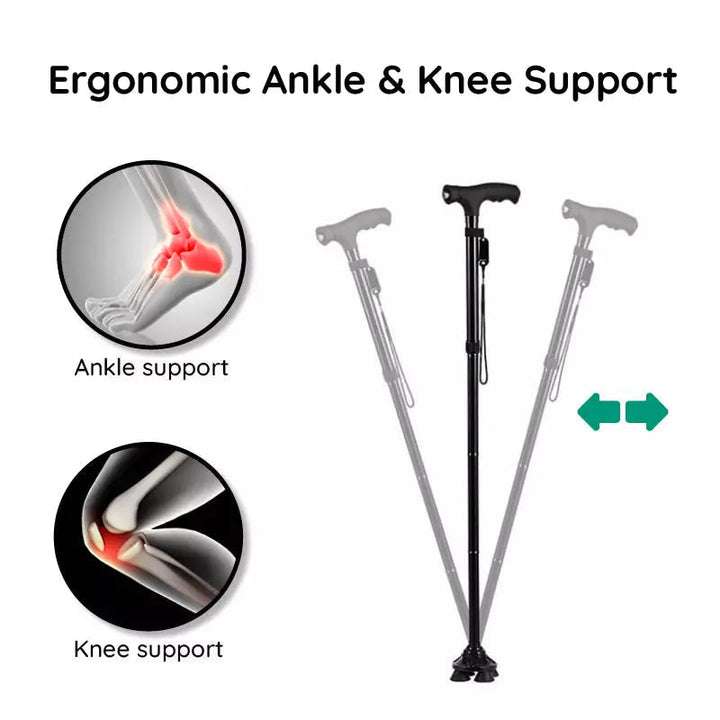 Enhanced stability & safety with this foldable LED walking cane. Non-slip, adjustable for all users, elderly support.