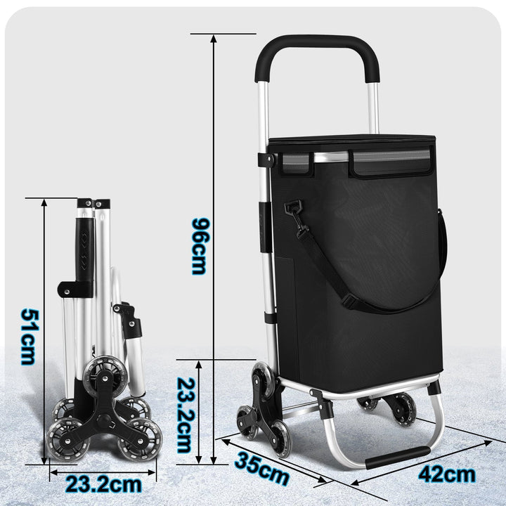 Portable foldable shopping cart with cooler, 40L capacity, for market and travel.