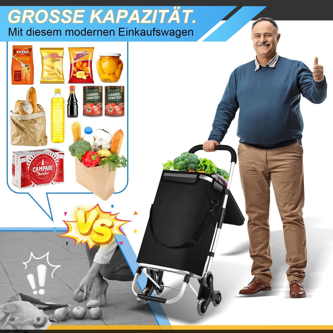 Lightweight wheeled grocery trolley with an insulated cooler bag, 40L capacity.