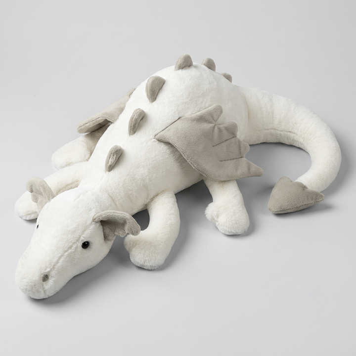 Child-friendly dragon stuffed animal, a soft fantasy plush toy for imaginative play, comfort, and nursery decor.