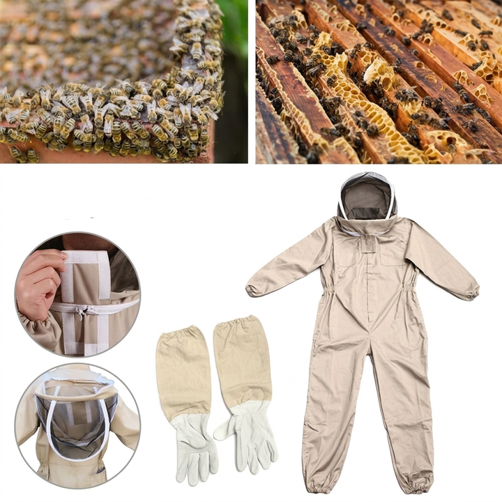 Ventilated beekeeper suit WC2026 for cool comfort. Full body protection for safe honey harvesting & hive work.